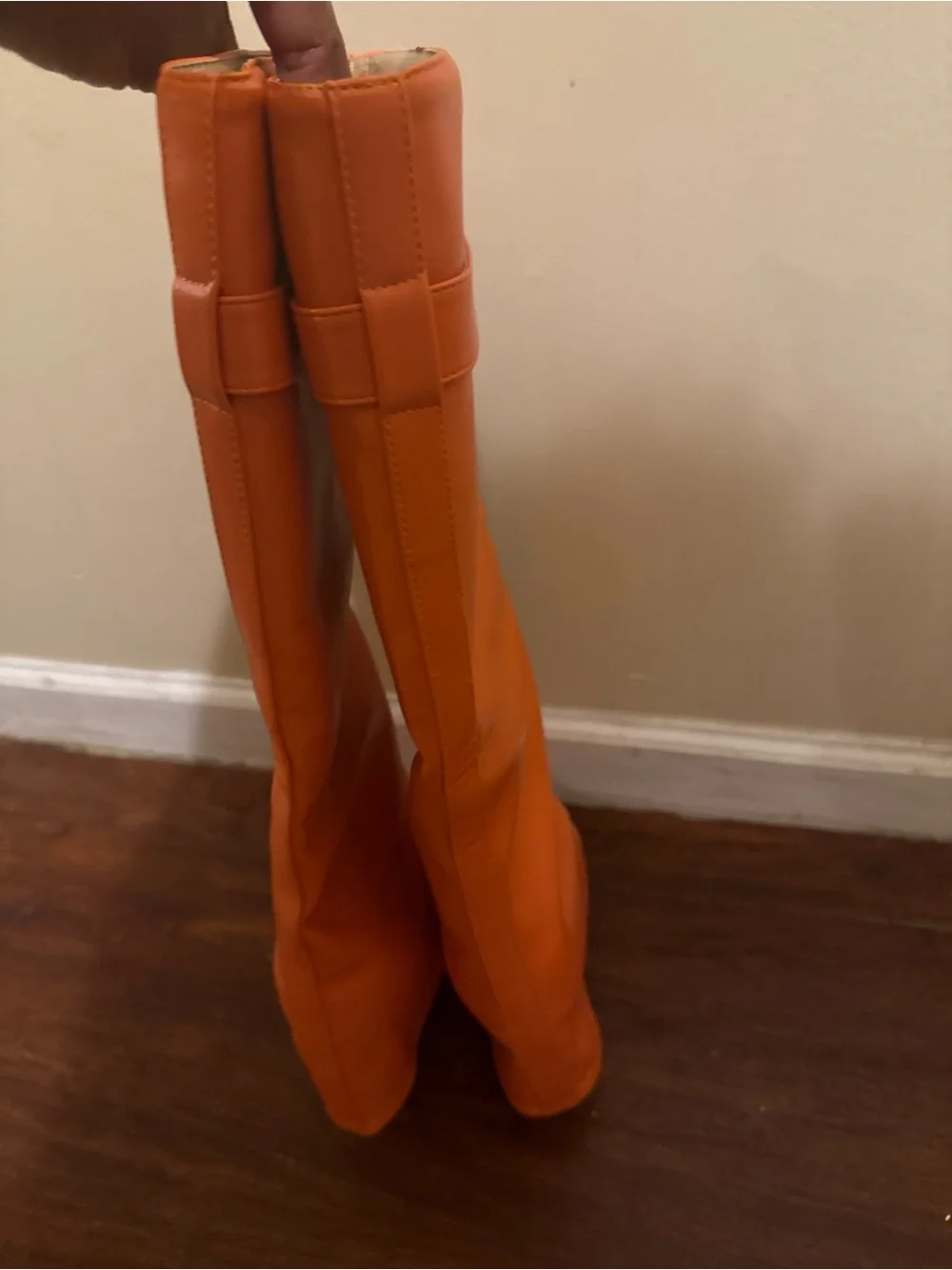 Azalea Wang Orange Pointed Knee Boots for Women’s Boots